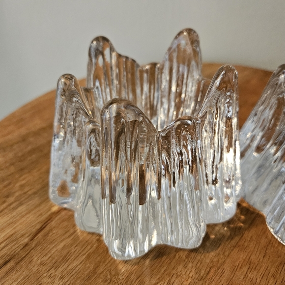 Nybro Sweden Rune Strand Crystal Volcano Votive Candleholder Pair Vintage - Picture 4 of 7